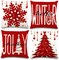4PCS Christmas Pillow Covers 18x18 inch Winter Throw Pillow Covers Red Christmas Tree Snowflake Pillow Covers Hello Winter Holly Jolly Decor Cushion Case for Holiday Home Sofa Couch